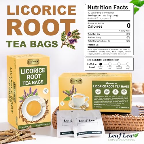 Image of LeafLea Licorice Root Tea Bags, Caffeine-Free Naturally Sweet, 40 Count