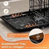 BestOffice Hundekäfig, klappbar, mit 2 Türen, ausziehbar Kunststofftablett und Griff, Hundetransportbox für Reisen, 122x74x79cm, XXL, Transportbox- Haustiere, Innen und Außenbereich, Schwarz