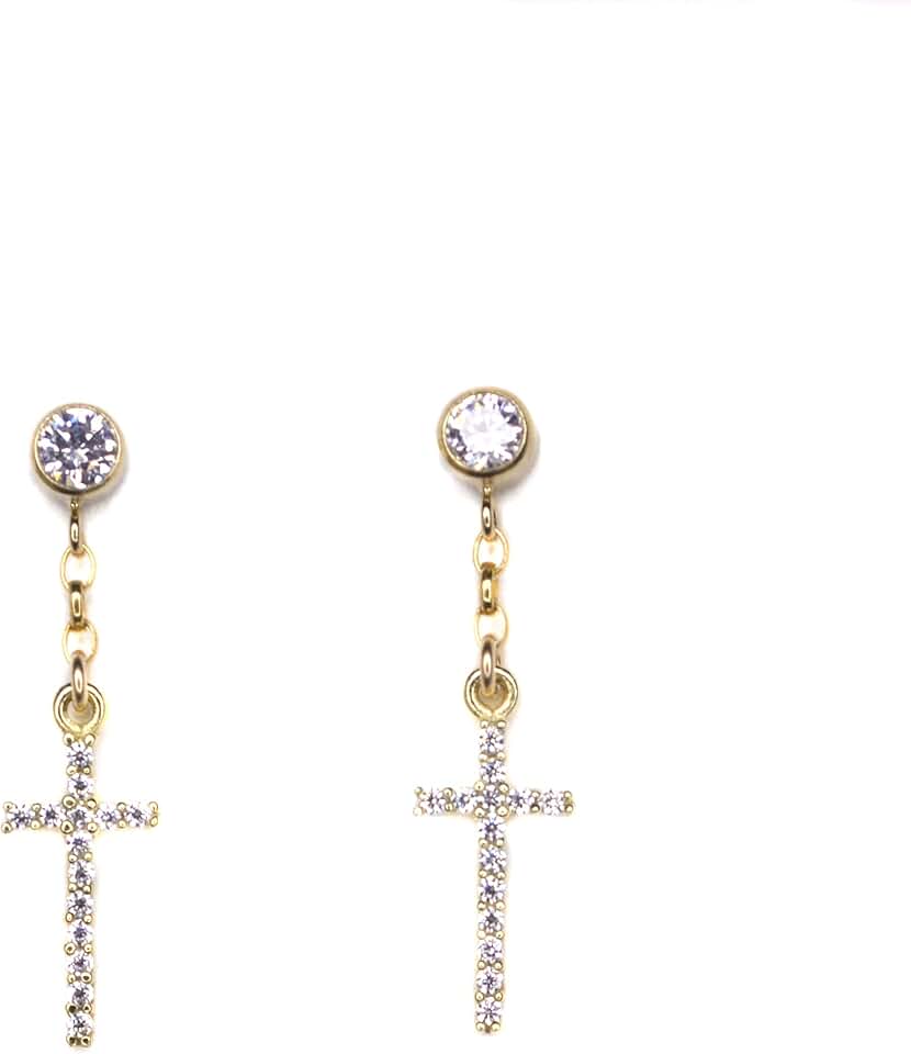 14k gold cross earrings