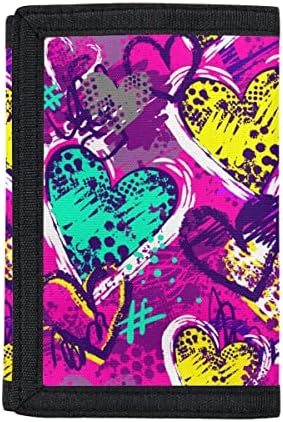 NAYINLAN Girls Graffiti Love Trifold Purse Kids Small Travel Wallets Card Holder Wallet Coin Storage Pouch,Graffiti Love