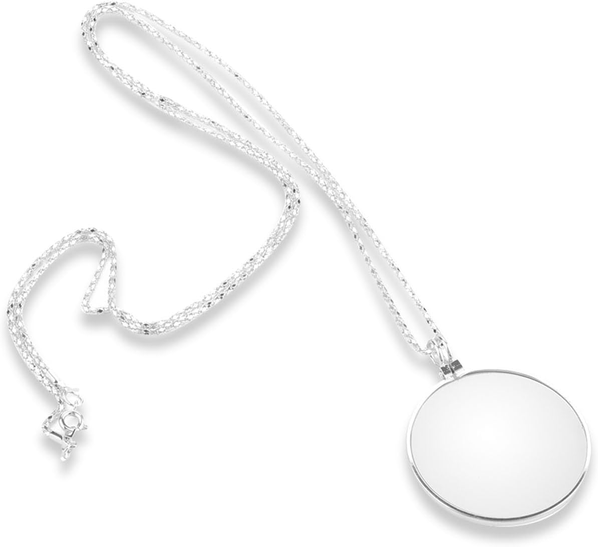 Hanging Magnifier, Portable 5X Magnifier Monocle Lens with Hanging Necklace for Reading Crafts Needlework Jewelry Hobbies(Silver)