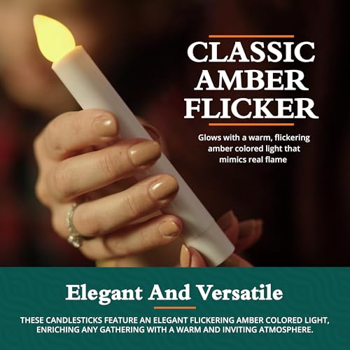 Concordia Supply SafeFlame LED Candlesticks - 6" (25-Pack) Handheld Battery Operated Candles w/Flickering Effect - Perfect for Church Services, Candlelight Vigils, and Special Events - (Amber) - Thumbnail 4