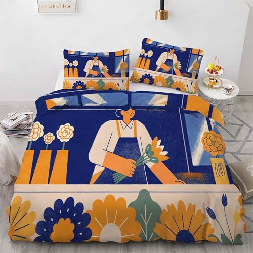 Parure de lit 90x190 fermeture éclair et microfibre douce ensemble housse couette et 2 taies