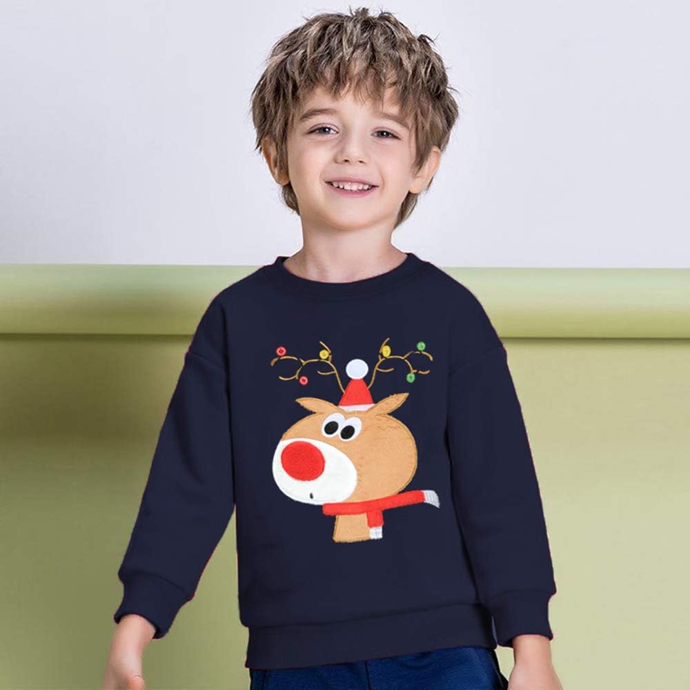 DDSOL Toddler Little Boy Girl Christmas Sweatshirt Kid Xmas Ugly Reindeer Santa Dinosaur Shirt Clothes Long Sleeve Tee Top - Image 2