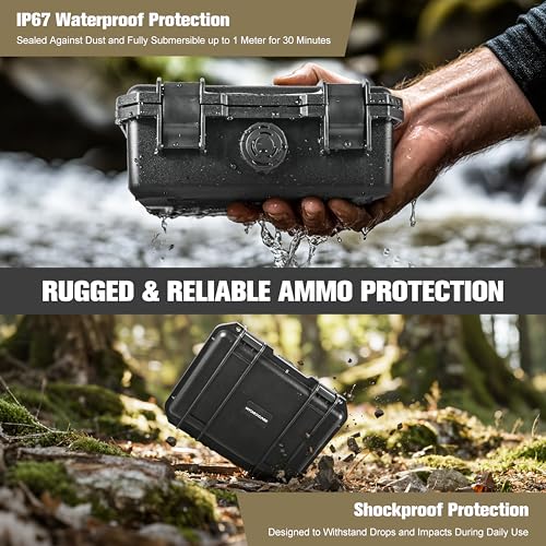 Hydrocase 9mm Ammo Case, Compatible with Magazines, Compact Waterproof Lockable Ammo Storage Case for Ammunition, Portable and Durable 9mm Ammo Box, Suitable for Travel,Home and Range Use - Thumbnail 5