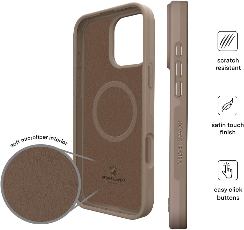 VELVET CAVIAR for iPhone 16 Pro Case - Compatible with MagSafe - 10ft Drop Protection (Brown Cashmere Taupe)