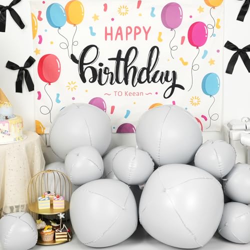 Image of 12PCS Matte White Round Foil Balloons 22 inch 15 inch 10 inch Large Mylar Balloons | White 4D Ball Balloons for Birthday Party, Graduation, Wedding, Christmas, New Year, Disco Prom, Baby Shower Party Decoration