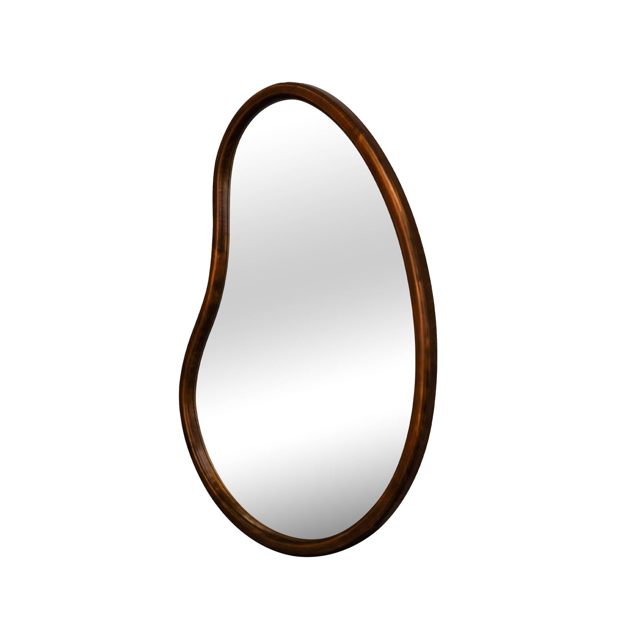 Alice's Garden sweeek - Miroir Organique en Bois de Sapin 85cm épaisseur 3cm Coloris Noyer idéal entrée. Chambre ou Salle de Bain
