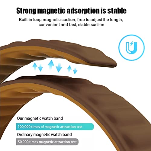 Image of ACM Watch Strap Magnetic Silicone Loop Compatible with Universal 22mm Size Replacement Strap Smartwatch Luxury Brown