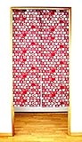 Narumikk noren Japanese Style Doorway Curtain 85x150cm Cloth cat Pattern (Red)
