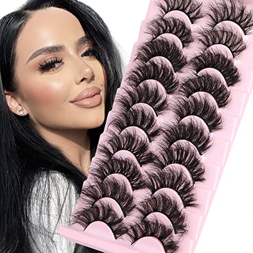 Natural Curly Eyelashes Fluffy Mink Lashes 6D Wispy 18mm Eye Lashes 10 Pairs 5 Styles Russian Strip Thick Full False Eyelashes Pack Valentine's Day Gift