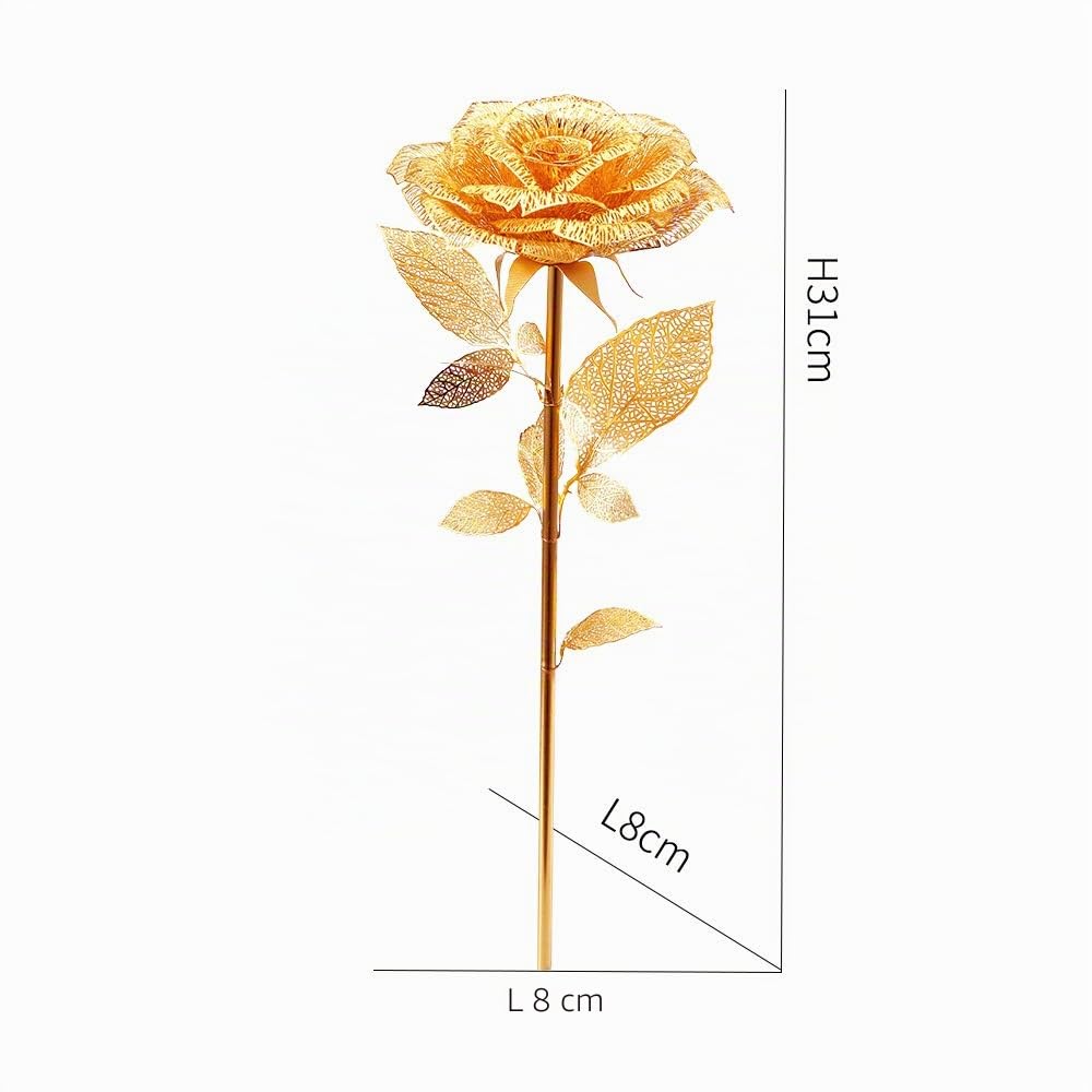 Piececool Puzzle 3D Metal Roses Parfumées, Puzzle 3D Maquette Objets de Collection Acier Inoxydable, Restauration 100%, Maquette Metal, Cadeau d'anniversaire pour 3D Puzzle Adulte, 15 Pièces (Or)