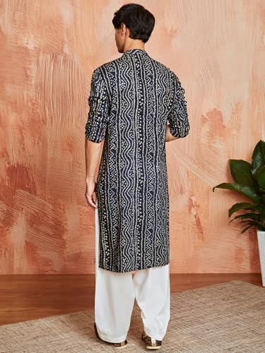 Image of VASTRAMAY Men's Bandhani Rayon Kurta & Patiyala Set