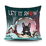Photo Gallery let it snow - federa per cuscino con scritta "happy winter holiday with my favorite dog cute french bulldog snowflake paw christmas 45 cm x 45 cm Photo Gallery let it snow - federa per cuscino con scritta "happy winter holiday with my favorite dog cute french bulldog snowflake paw christmas 45 cm x 45 cm