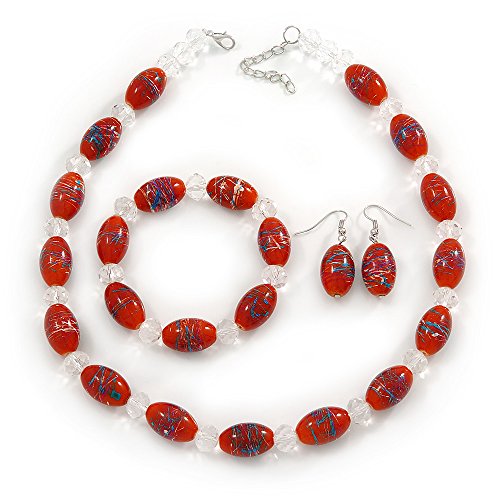 Collar de cuentas de uvas de cristal naranja de alta calidad con acabado facetado exclusivo