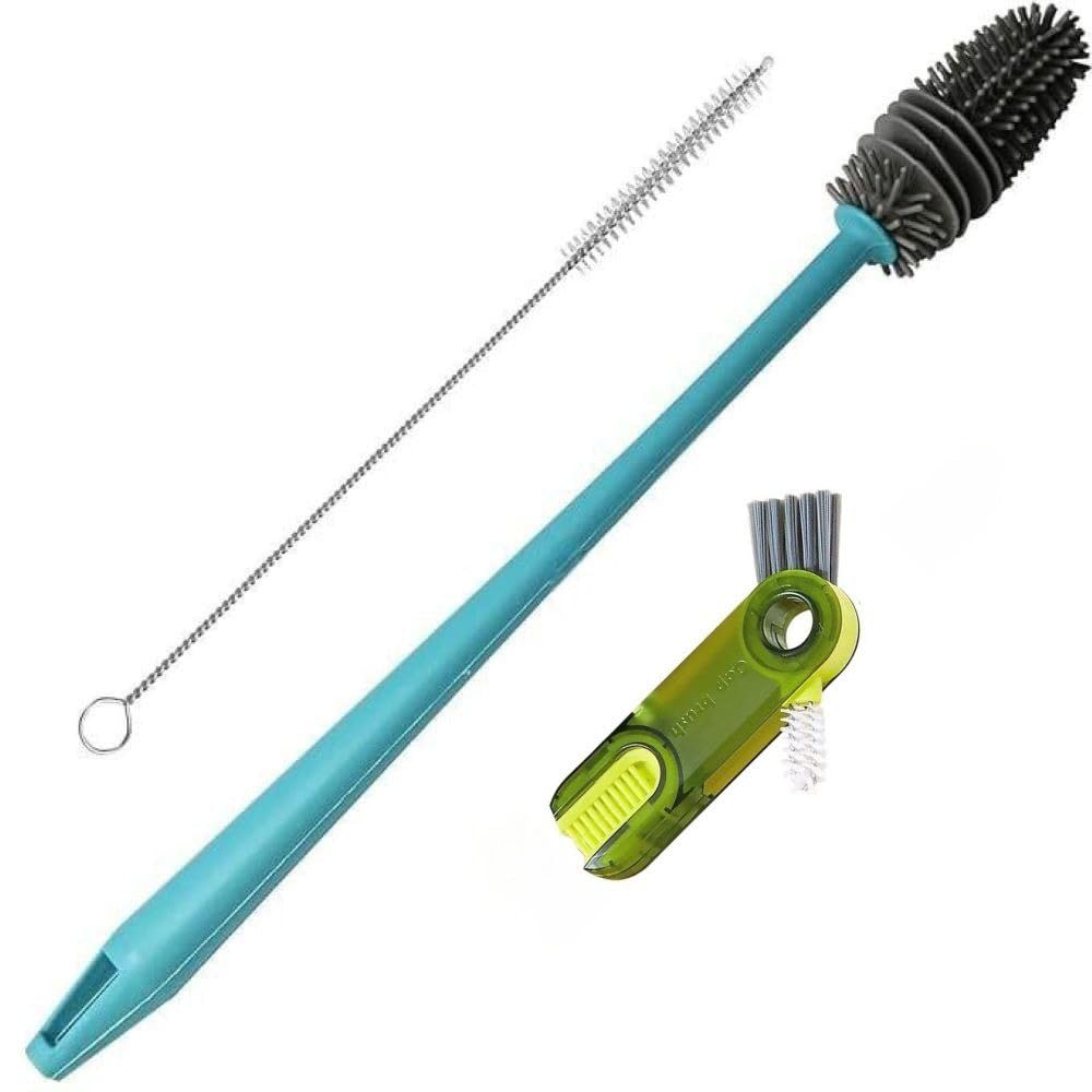 Bottle Cleaning Brush Set, Long Handle Silicone Cleaner Brushes + Thermos Lid Cup Brush +3pcs Scratch Free Silicone Bottle Cleaner and Bristle Wire Straw Cleaner, Dishwasher Safe(Multi Color)-image-27