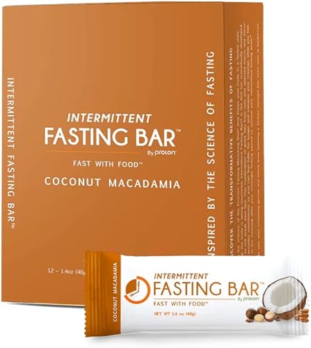 Fast Bar, Coconut Macadamia Nut | Gluten Free, Plant Based Protein Bar For Intermittent Fasting (12 Count Box)