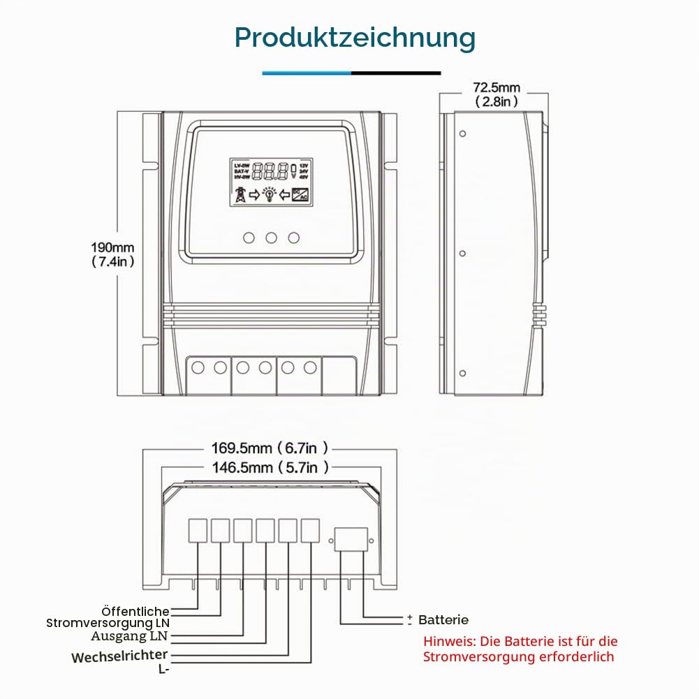 MOES Dual Power Controller 50A 11000W Automatischer Umschalter für Netzunabhängiges Solarwindsystem ATS DC 12V 24V 48V AC 110V 220V