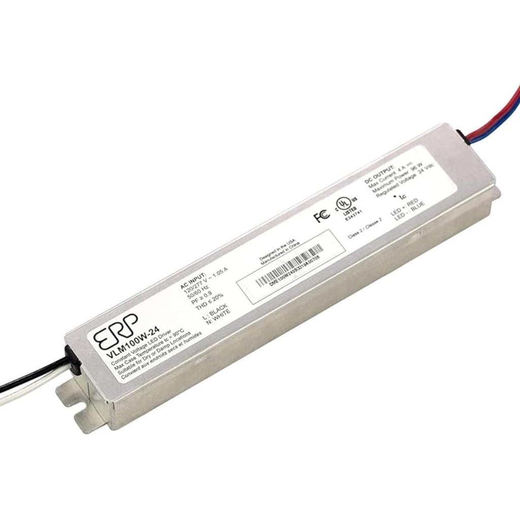 SIRS-E ERP VLM100W-24 Constant Voltage DC Power Compact LED Driver 24V 4A 96W UL Class P for LED Lights and Lighting