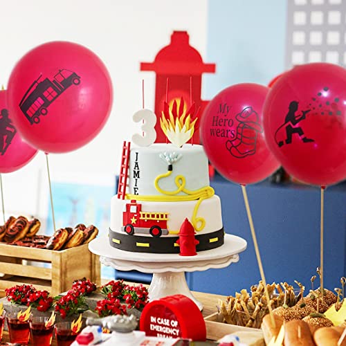 24 Pack 12" Fireman Firefighter Theme Latex Balloons Fire Engine Fire Truck Balloons Police Party Balloons For Kids Adults Birthday Baby Shower Supplies Party Decorations #TOP1