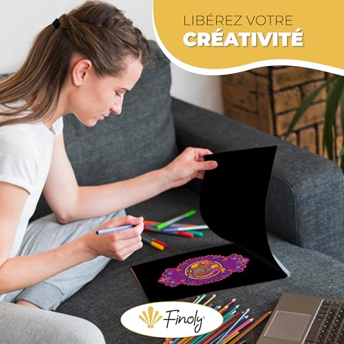 Finoly Livre de Coloration Mandalas pour Adultes Ne Traverse Pas le Papier | Carnet Mandala pour Adultes Réduit le Stress | Livres de Coloration pour Adultes Animaux A4 | Reliure Spirale – vue 6