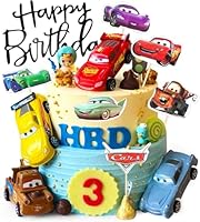 Cars Torten Deko, 17 Stücke Auto cake topper Kinder, Happy Birthday Kuchendeko, Cake Decoration Kindergeburtstag, Tortenaufleger Cars, Kuchendeko Geburtstagsdeko fur Junge