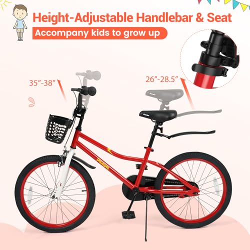 Image of BABY JOY Kids Bike, 12 14 16 18 Inch Boys Girls Bike for 3-8 Years w /Training Wheels, 20 Inch Children Bicycle for 8+ Teens w /Kickstand, Handbrake, Coaster Brake & Removable Basket, Sporty Bicycle