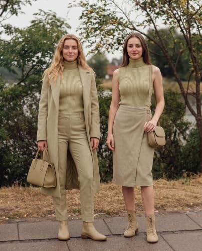 Image of v28 Women Sleeveless High Neck Turtleneck Stretchable Knit Sweater Top