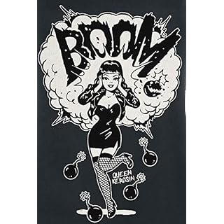 Queen Kerosin Boom Femme T-Shirt Manches Courtes Noir Regular/Coupe Standard – Image 2