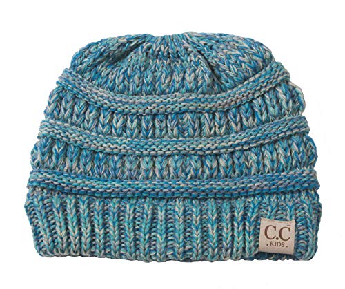 Kids Soft Cable Knit High Ponytail Winter Beanie3