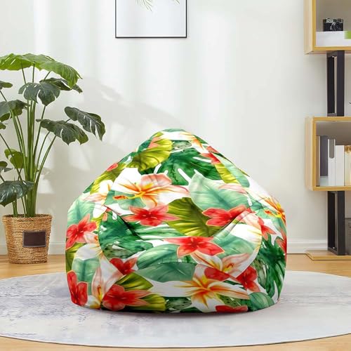 Fansu Puff, Puff Funda Hojas de Flores en 3D Saco de Judías sin Relleno para Adultos y Niños, Salon Bean Bag Adecuado para Almacenar Ropa, Edredones, Peluches (Flor 18,100x120cm)
