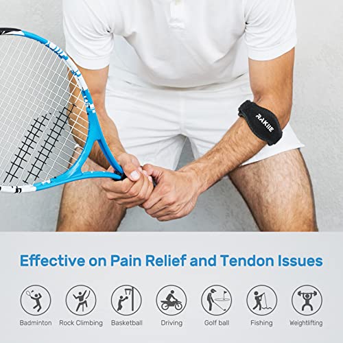 Image of Rakiie Tennis Elbow Brace 2 Pack, Comfortable Tendonitis Elbow Brace with Freely Adjustable Straps, High Durability Golfers Elbow Brace for Men Women, Arm Strap for Tendonitis, Dark Blue