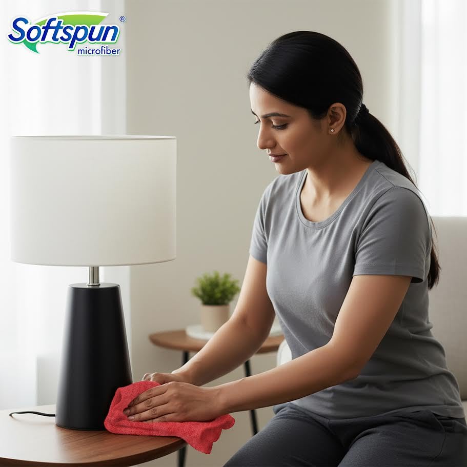 Image of SOFTSPUN Microfiber Cleaning Cloths, 5pcs 40x40cms 340GSM Red! Highly Absorbent, Lint and Streak Free, Multi -Purpose Wash Cloth for Kitchen, Car, Window, Stainless Steel, Silverware.