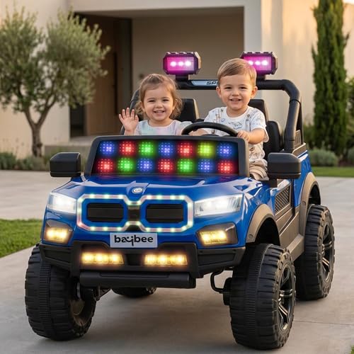 Image of Baybee RogueX Battery Operated Jeep for Kids with Parental Control | Baby Ride On Electric Car with RGB Lights, Music & Swing Mode | Rechargeable Battery Car for Kids 2 to 6 Years Boys Girls (Blue)