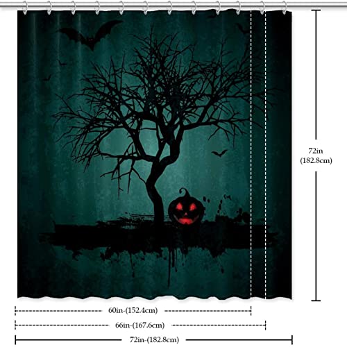 Rideau de douche Halloween anti-éclaboussures avec 12 anneaux de fixation