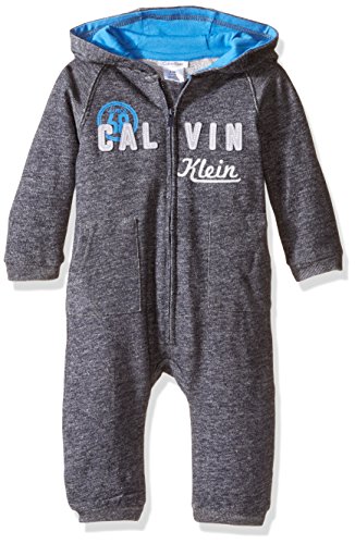 Calvin Klein Baby Hooded Coverall, Blue, 24 Months