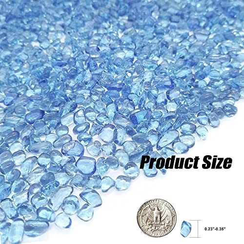 Image of Keedolla Aquarium Sea Glass Stones, 0.93LB Clear Glass Pebbles Marble Aquarium Fish Tank Rocks Gravel for Turtle Tank, Vase Fillers, Christmas Decoration - Light Blue