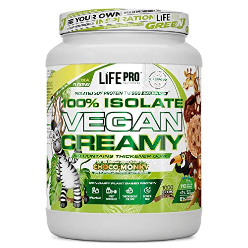 Life Pro Isolate Vegan Creamy 1kg | Aislado de proteina de Soja | 100% vegano (Choco Monky)