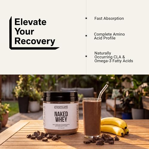 Image of NAKED Chocolate Whey 1LB - All Natural Grass Fed Whey Protein Powder, Organic Cacao, and Coconut Sugar - NSF Certified, No GMO, No Soy, and Gluten Free, Aid Growth and Recovery - 12 Servings