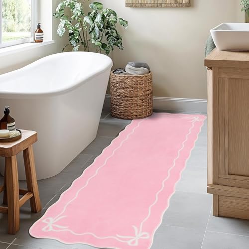Tapete corredor rosa con lazo, 61x183 cm, antideslizante miniatura 7