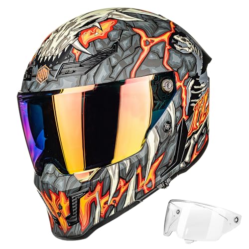 Image of ILM Motorcycle Helmets for Adult Men Women Full Face DOT ECE Powersports Dual Visor Street Racing Helmet with Pinlock Cascos para Motos Model MF509 (Day1 Orange, XL) | Powersports, Dual Visor, Street Racing, Pinlock, Cascos para Motos