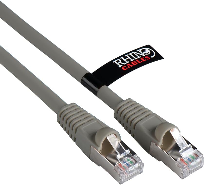 rhinocables CAT 6a Ethernet Cable | 10Gbps S/FT High-Speed & Large Bandwidth Data Transfer | Reliable LAN Network RJ45 Cable | Wi-Fi Broadband Cable for Seamless Gaming & Streaming (5m, Grey)