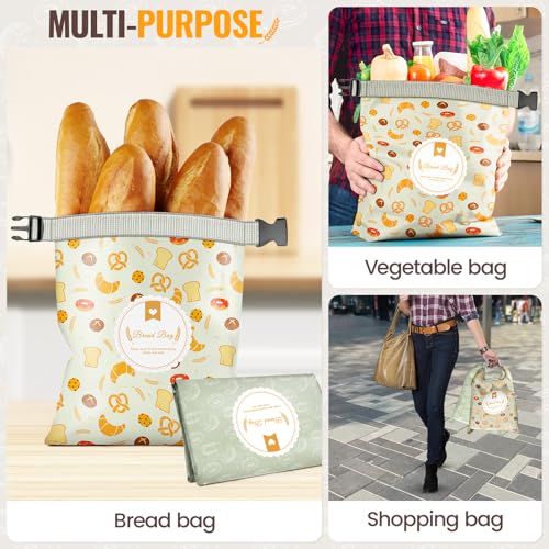 2 Pack Bread Bags for Homemade Bread, 17\"×13\" Reusable Bread Bag for Fresh Keeping with Lining & Zipper, Freezer Safe & BPA Free, Gift Giving (Green & Yellow)