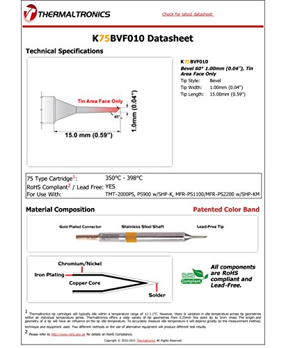 Image of Thermaltronics K75BVF010 Bevel 60deg 1.00mm (0.04in), Tin Area Face Only