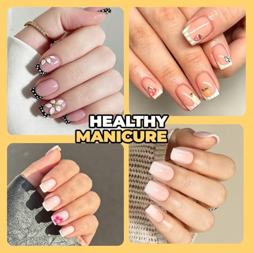 Image of UNA GELLA Extra Short Square Nail Tips 240 Pcs - Pre-Etched Soft Full Gel Nail Tips Square Press on Nails, Clear Acrylic Fake Nails for Extension - DIY Salon at Home, 12 Sizes Included