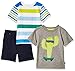 CHEROKEE Toddler Boys' 3 Piece Tee and Short Set, Gray, 2T