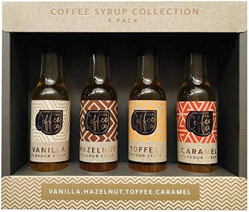 Set of 4 Flavoured Coffee Syrup in Gift Box,Vanilla, Hazelnut, Toffee and Caramel - 4 x 85ml (340ml) – Christmas Gift