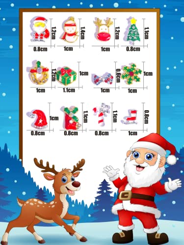 60 Pcs Christmas Nail Art Alloy Rhinestones,Christmas Alloy Nail Charms Nail Art Decor Santa Claus,Christmas Tree,Snowflakes,Santa Hat,Elk Mix Rhinestone For Diy Decoration Tools Christmas #TOP6