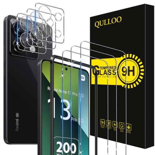 QULLOO Schutzfolie für Xiaomi Redmi Note 13 Pro 5G 3 Stück Displayschutzfolie mit 3 Stück Kameraschutz [9H Härte Gehärtetes Glas ][HD Klar Schutzglas][Anti-Kratzen Folie]