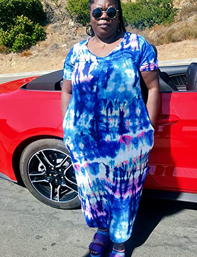 Kancystore Womens Dresses Plus Size Summer Casual Maxi Dress For Wedding Guest Tie Dye 2X #TOP2